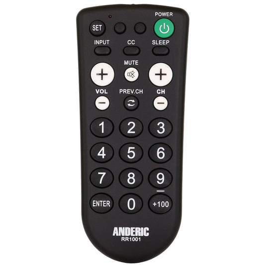 Anderic RR1001 1-Device Universal TV Remote Control with Large Keys for Hospitality