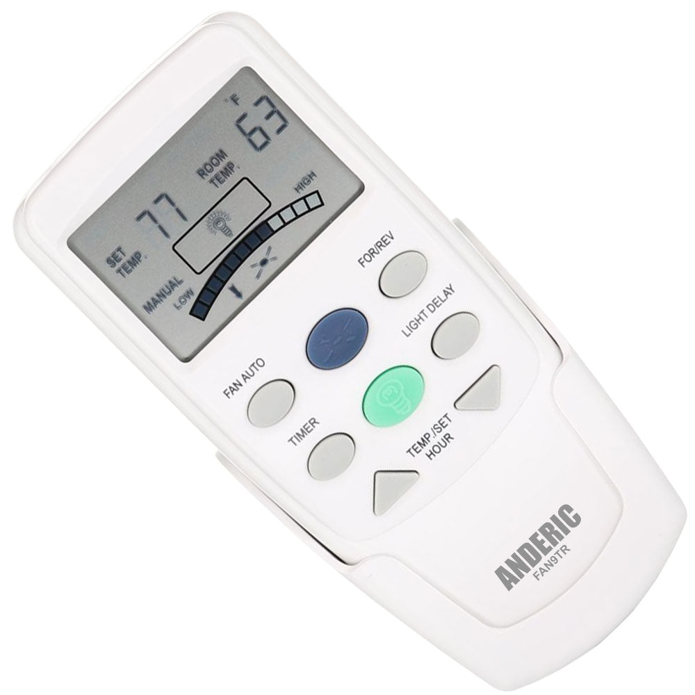 Anderic FAN9TR Replacement Thermostatic Ceiling Fan Remote Control with Reverse Key for Hampton Bay | L3HFAN9T, FAN-9T