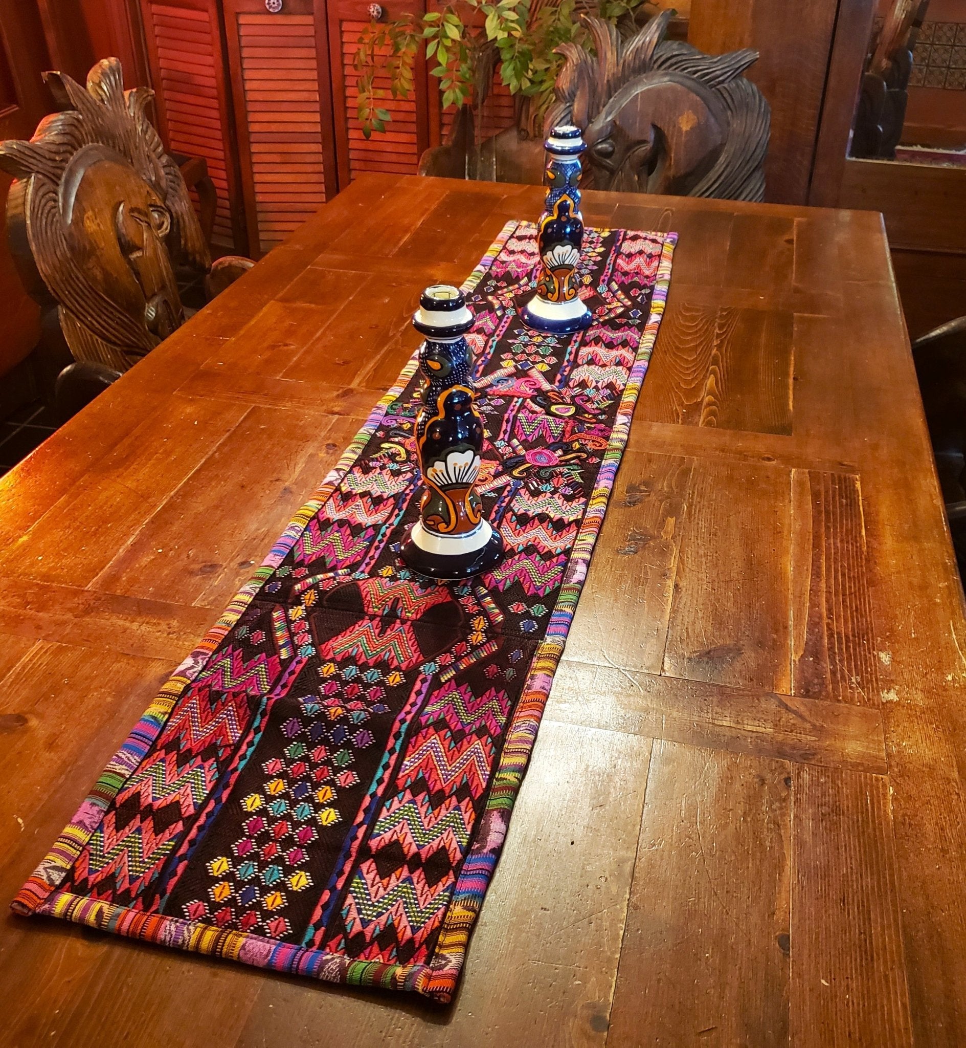 Colorful Guatemalan Huipile Table Runner - No Fringes - Artisan Made - Little Red General Store