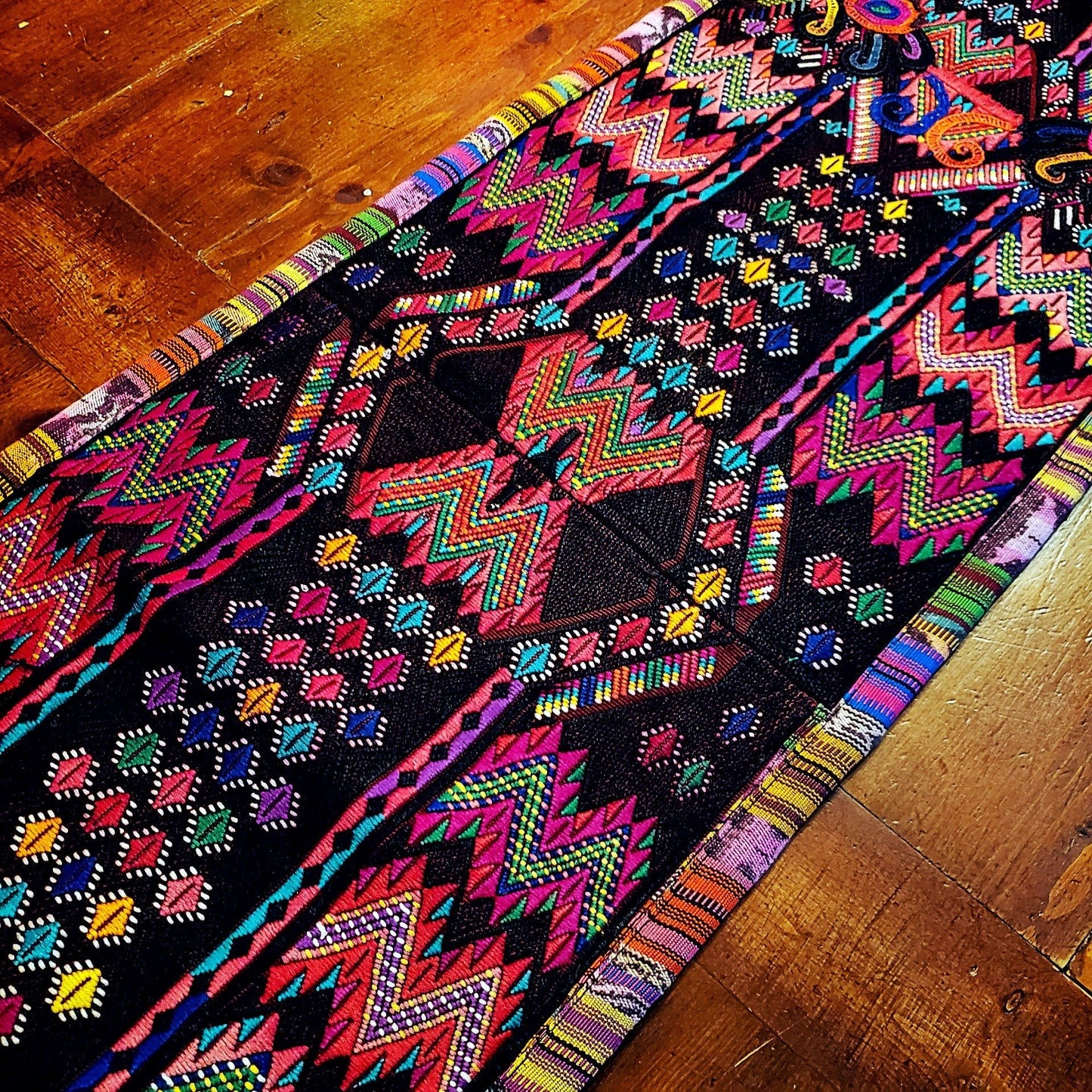 Colorful Guatemalan Huipile Table Runner - No Fringes - Artisan Made - Little Red General Store