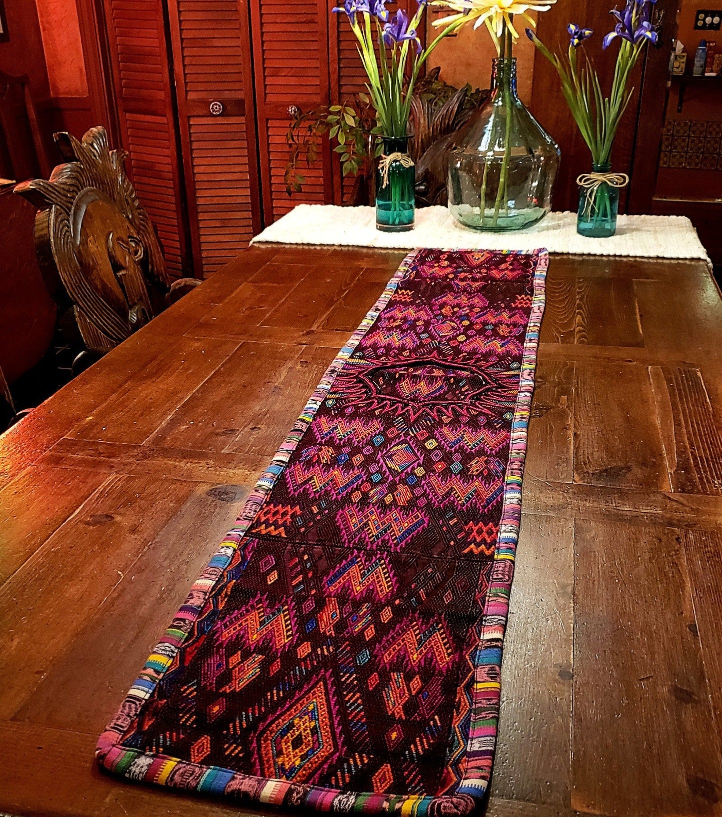 Colorful Guatemalan Huipile Table Runner - No Fringes - Artisan Made - Little Red General Store