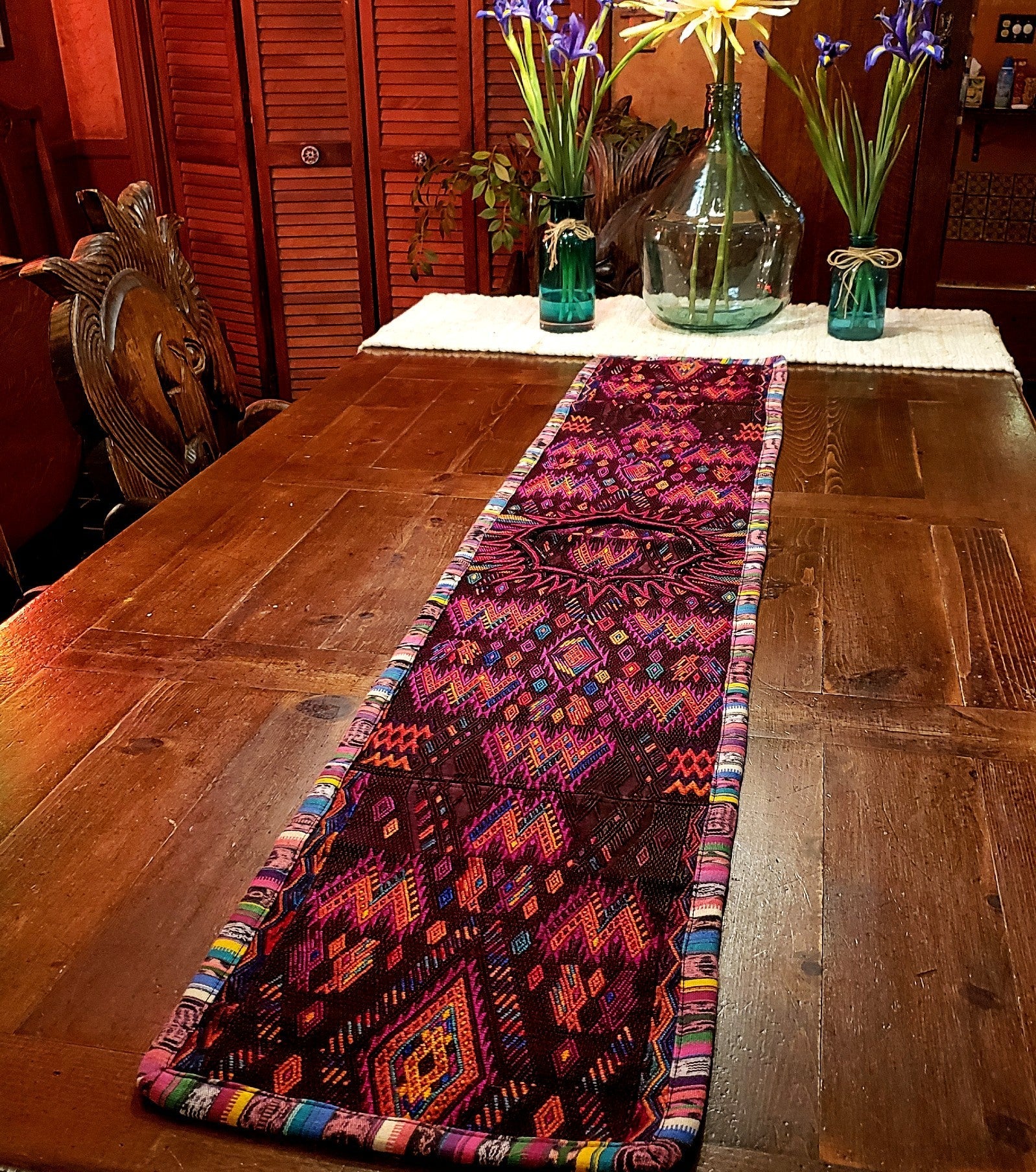Colorful Guatemalan Huipile Table Runner - No Fringes - Artisan Made - Little Red General Store