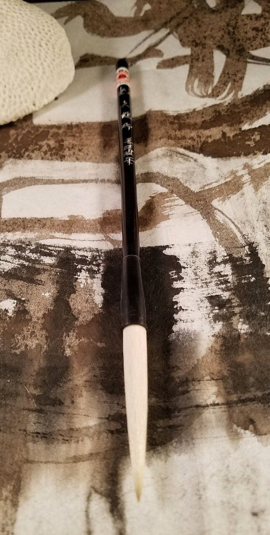 Asian Calligraphy Brush 8.5 inch Handle 2.25 inch Sheep Hair Bristles | All Natural Fibers