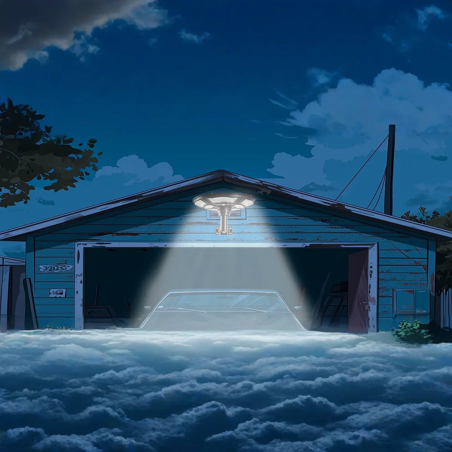 3500W Commercial Solar Flag Pole Outdoor Lamp Post Light with 98 inch Pole IP67 Waterproof With Remote