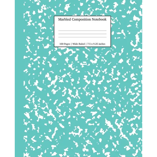 Marbled Composition Notebook: Turquoise Marble Wide Ruled Paper Subject Book