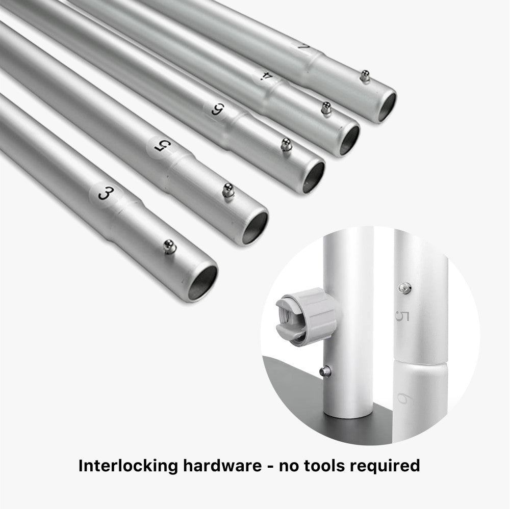 Tension Fabric with stand in two sizes. Popular, portable, easy set-up!