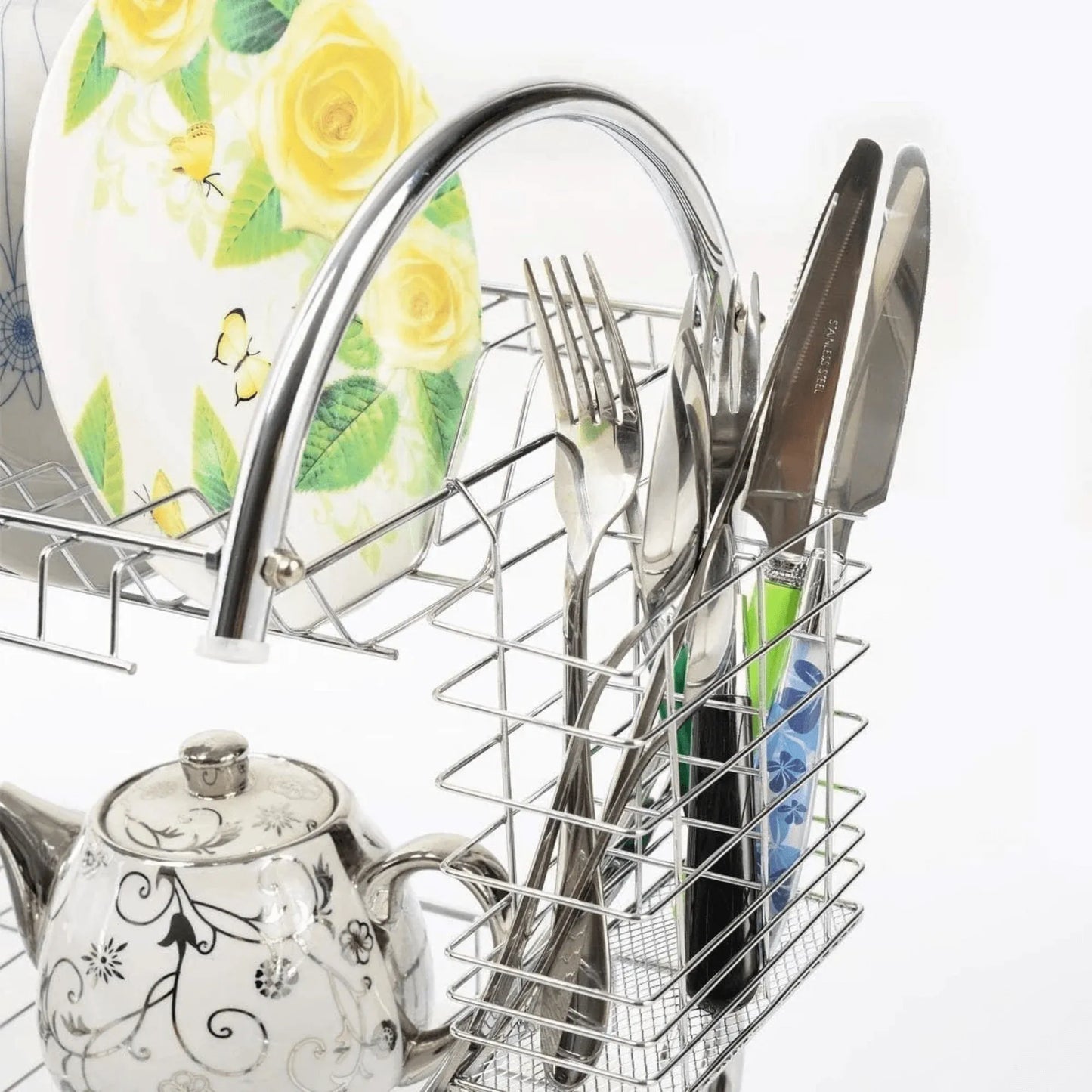 Better Chef 22" 2-Level Chrome-Plated S-Shaped Dish Rack