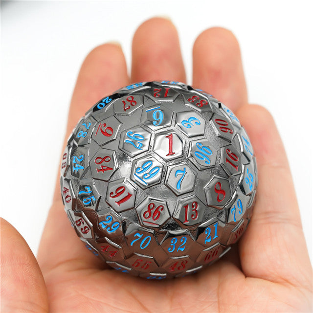 Black* Metal d100 w/ Red and Blue Numbers Dungeons and Dragons RPG