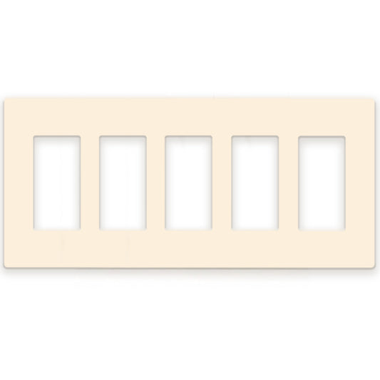 5 Gang Almond Screwless Rocker Switch Wall Plate