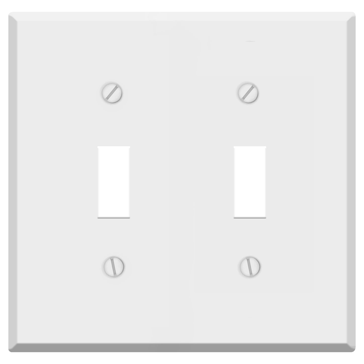 2-Gang White Metal Toggle Switch Wall Plate – Standard Size - Made in USA