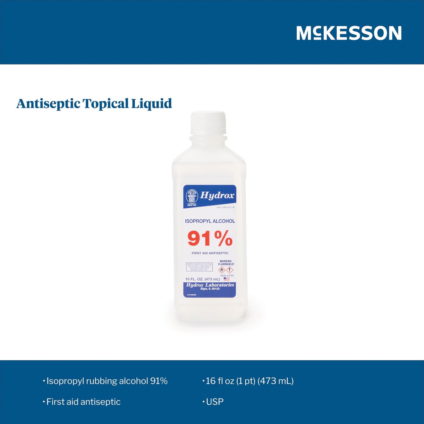 Hydrox Isopropyl Alcohol Antiseptic, 16 oz. Bottle D0042
