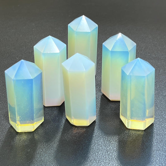 Opalite Glass Crystal Point Tower Obelisk Carving Wholesale
