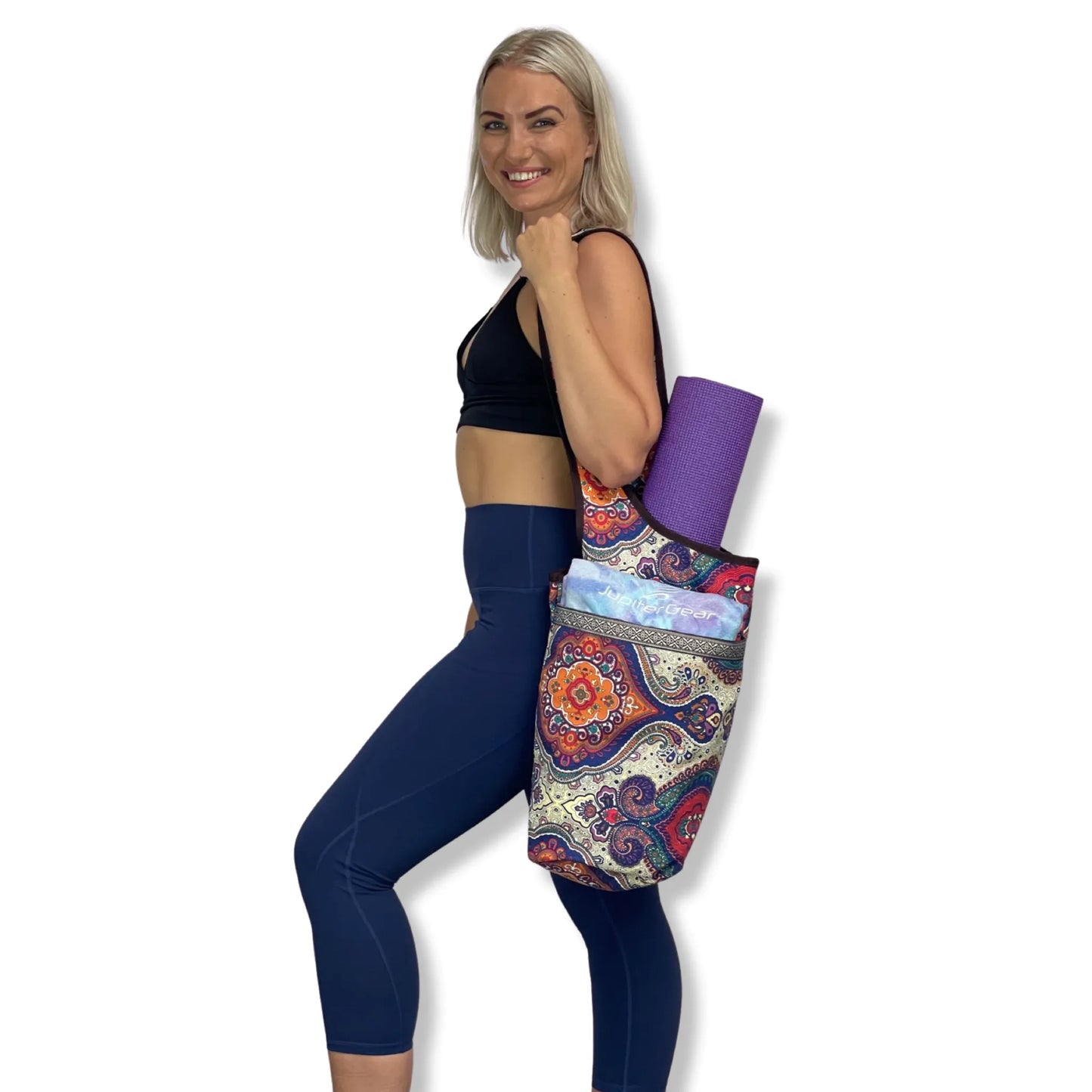 JupiterGear Yoga Mat Carrying Tote Bag with Large Size Pockets | Multipurpose and Fit Most Size Mats