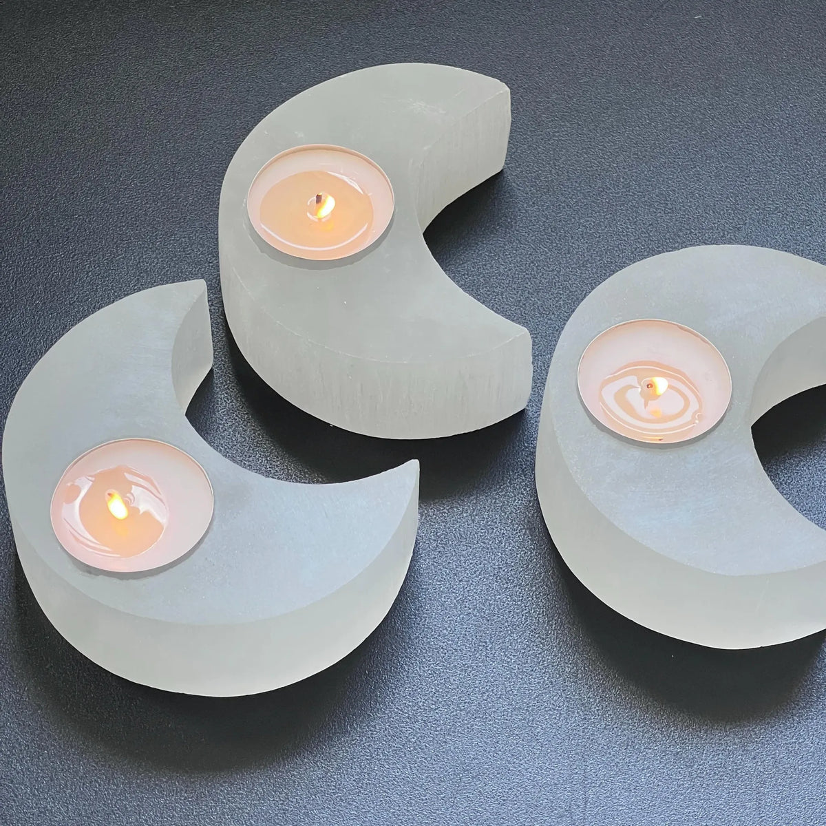 Selenite Crystal Crescent Moon Tealight Candle Carving Gemstone Home Decor - Sellers in California, 🆕 New Arrivals, Small Business Sellers, All Products, Products from Amazing Crystals, 🎨 Arts + Entertainment, 🎨 Hobbies + Creative Arts - Little Red General Store