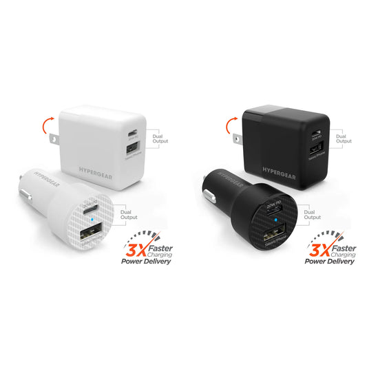 Hypergear Wall & Car Charger Bundle 20W USB-C PD & 12W USB