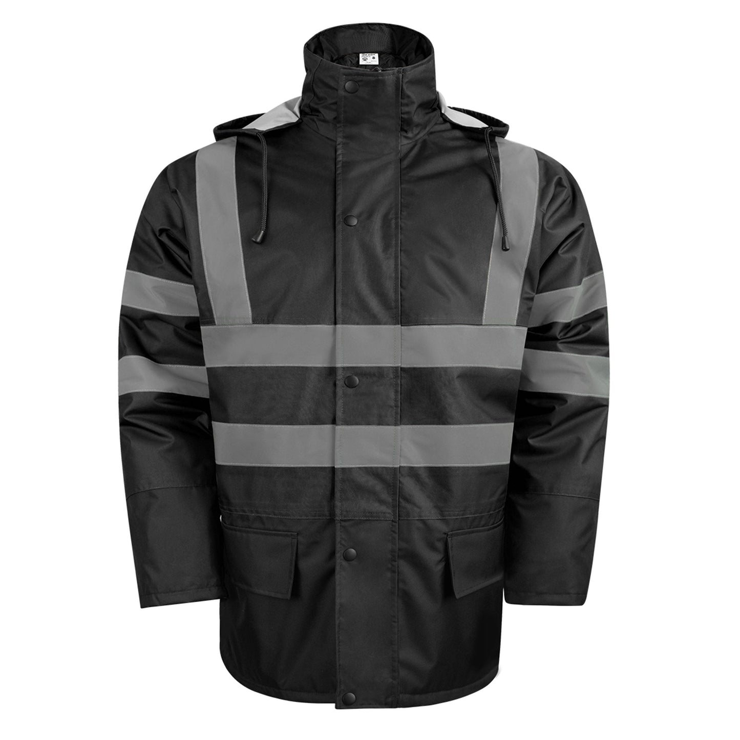 Reflective Parka Jacket with Hood and Front Pockets