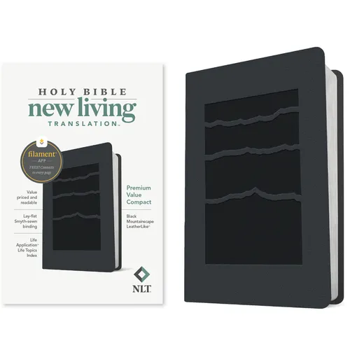 NLT Premium Value Compact Bible, Filament Enabled (Leatherlike, Black Mountainscape)