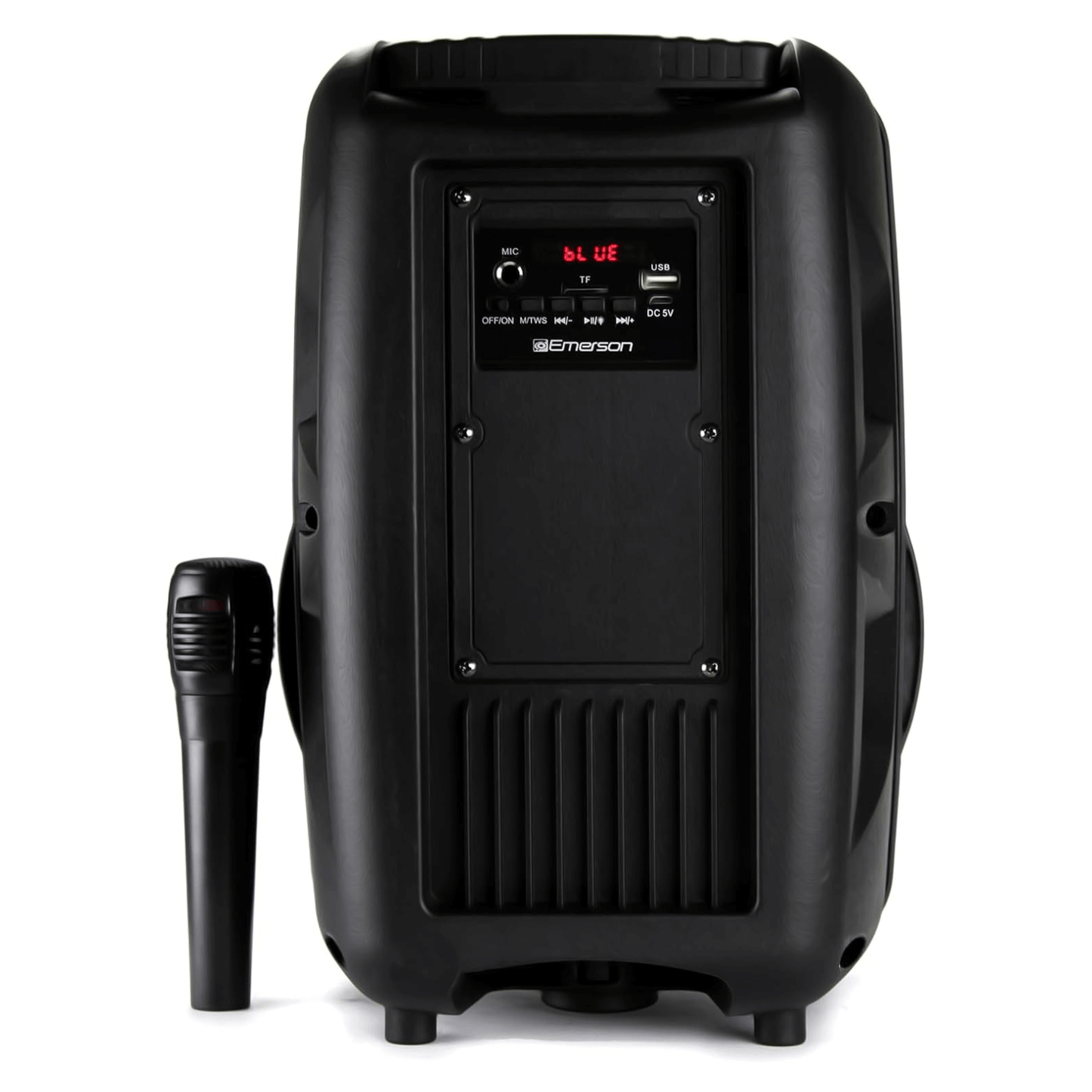 Emerson Portable 8" Bluetooth Party Speaker with FM Radio, Disco Light and Stand