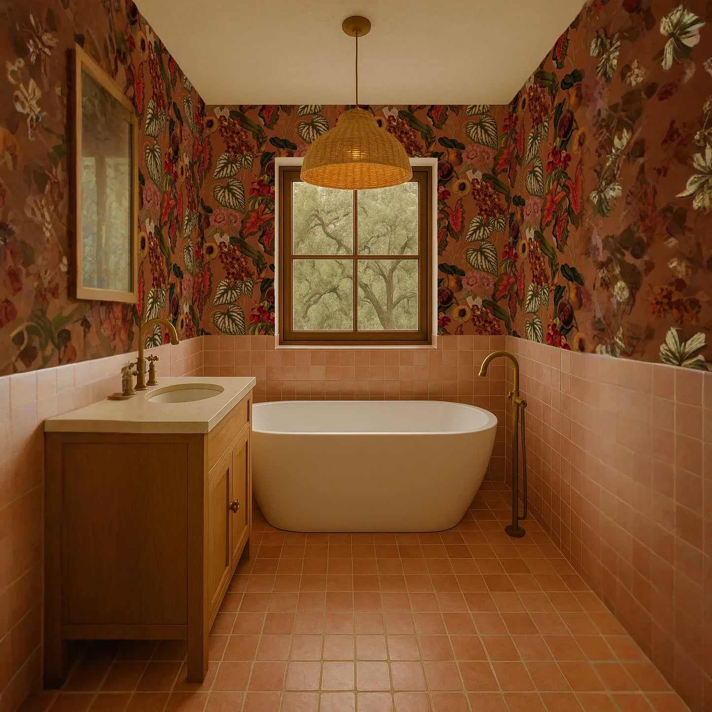 Cali Tropicale Wallpaper, burnt orange