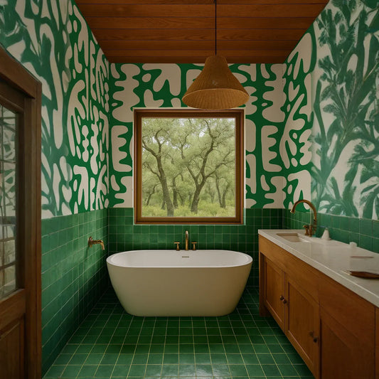 Bubbly Wallpaper, green & off-white