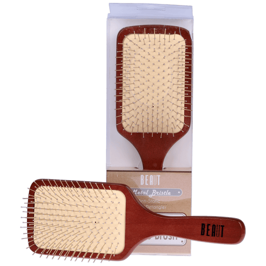 Beaut Wooden Cushion Hair Brush Round or Paddle - Choose Style