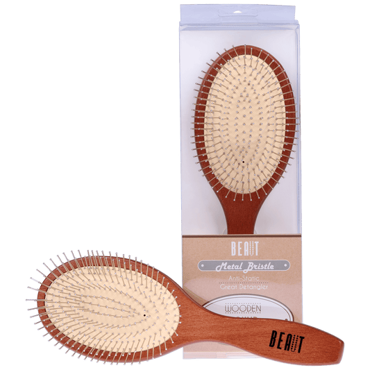 Beaut Wooden Cushion Hair Brush Round or Paddle - Choose Style