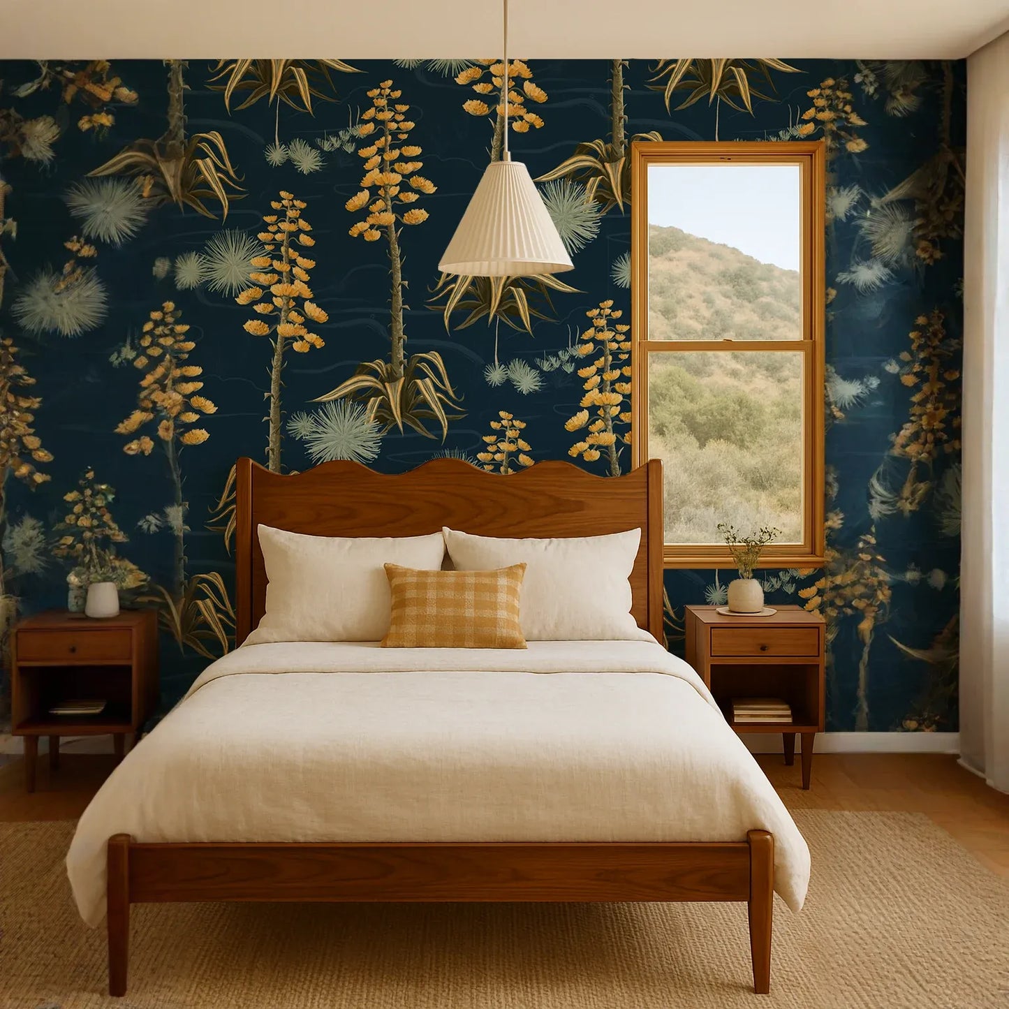 Agave Valley Wallpaper, navy
