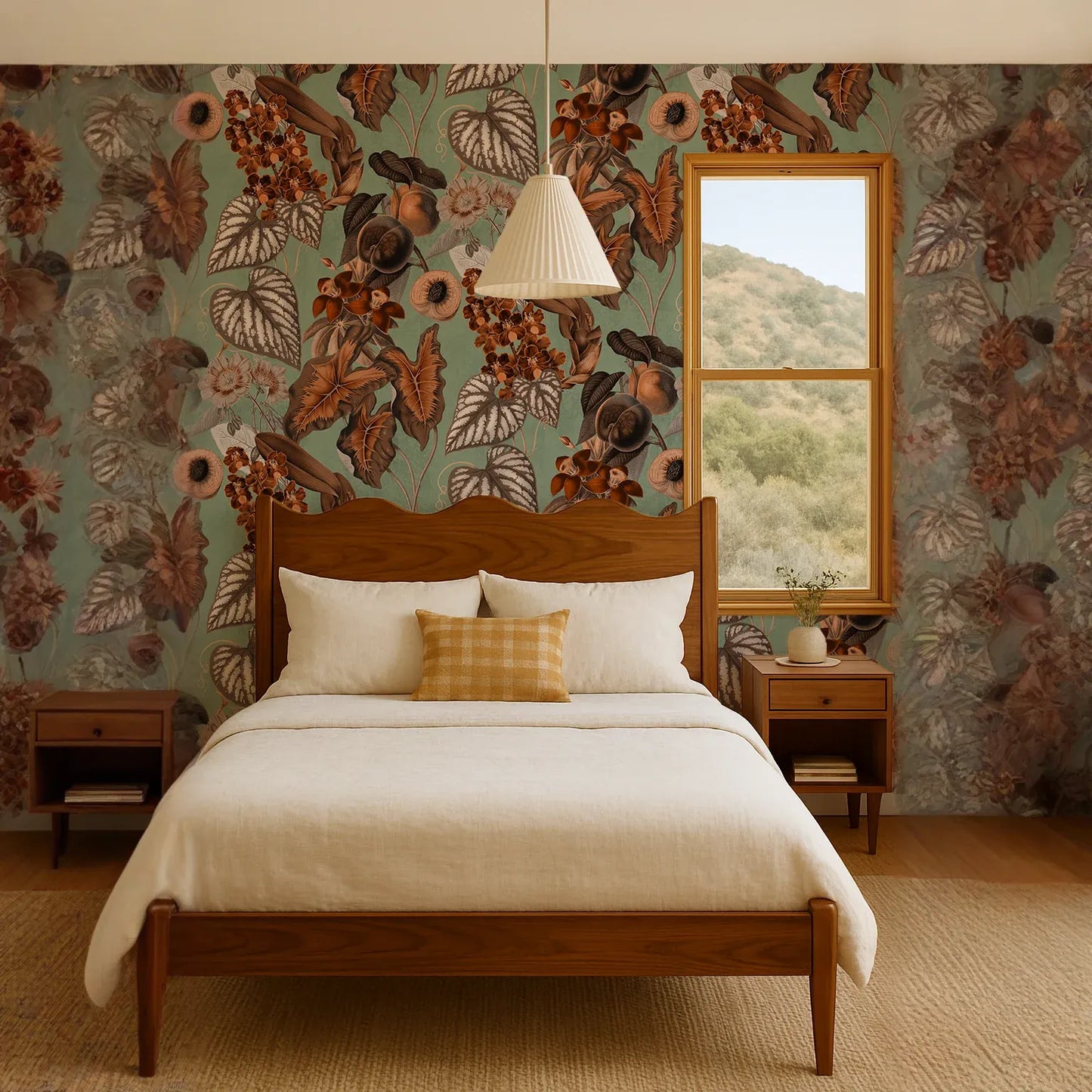 Cali Tropicale Wallpaper, mint and rust