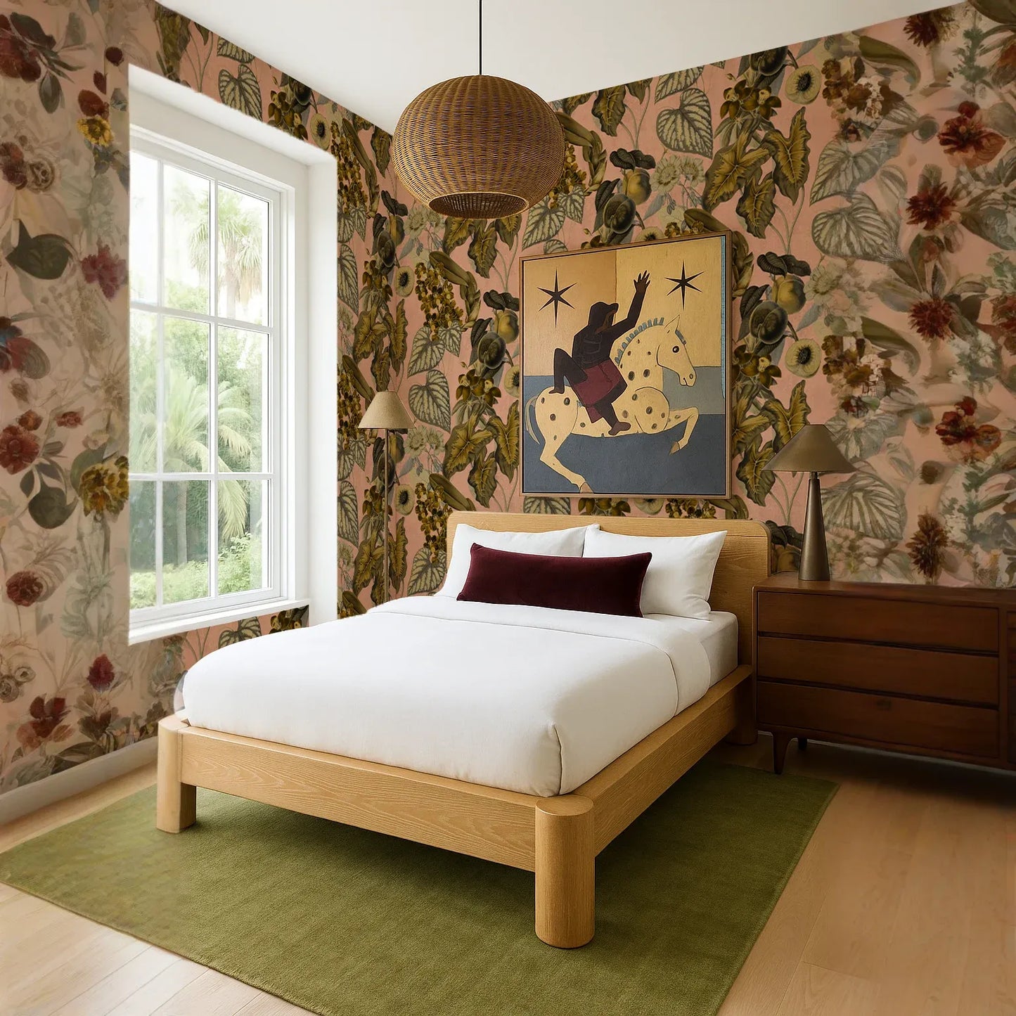 Cali Tropicale Wallpaper, peach and yellow