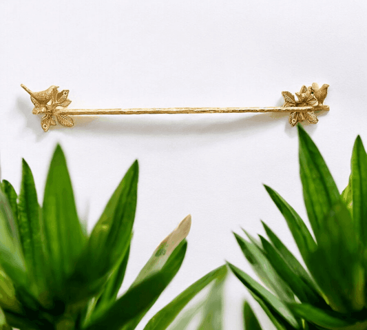 Brass Bird Towel Rack - Polished Finish