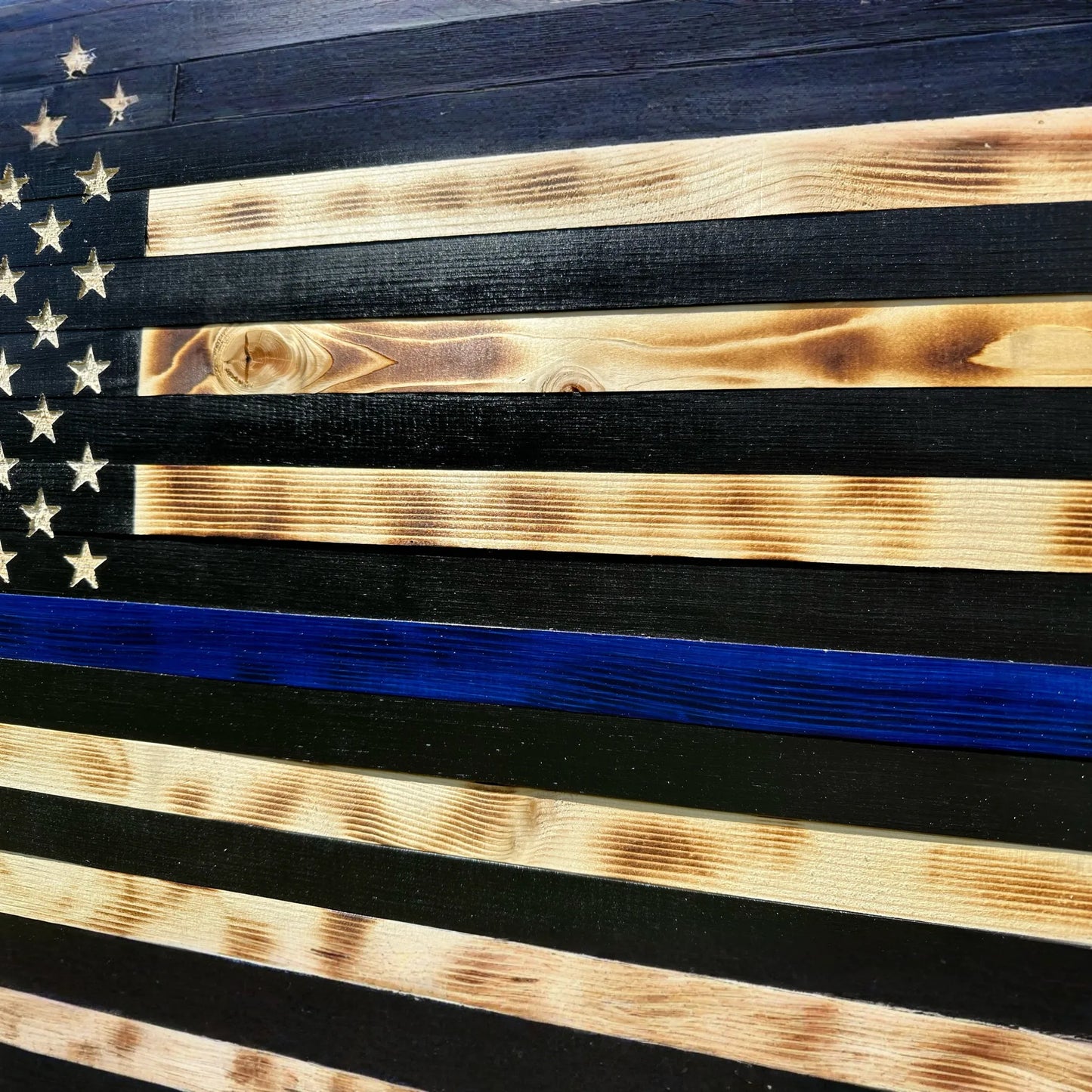 Large Blue Line American Flag Hidden Gun Storage Cabinet (Blue Line)