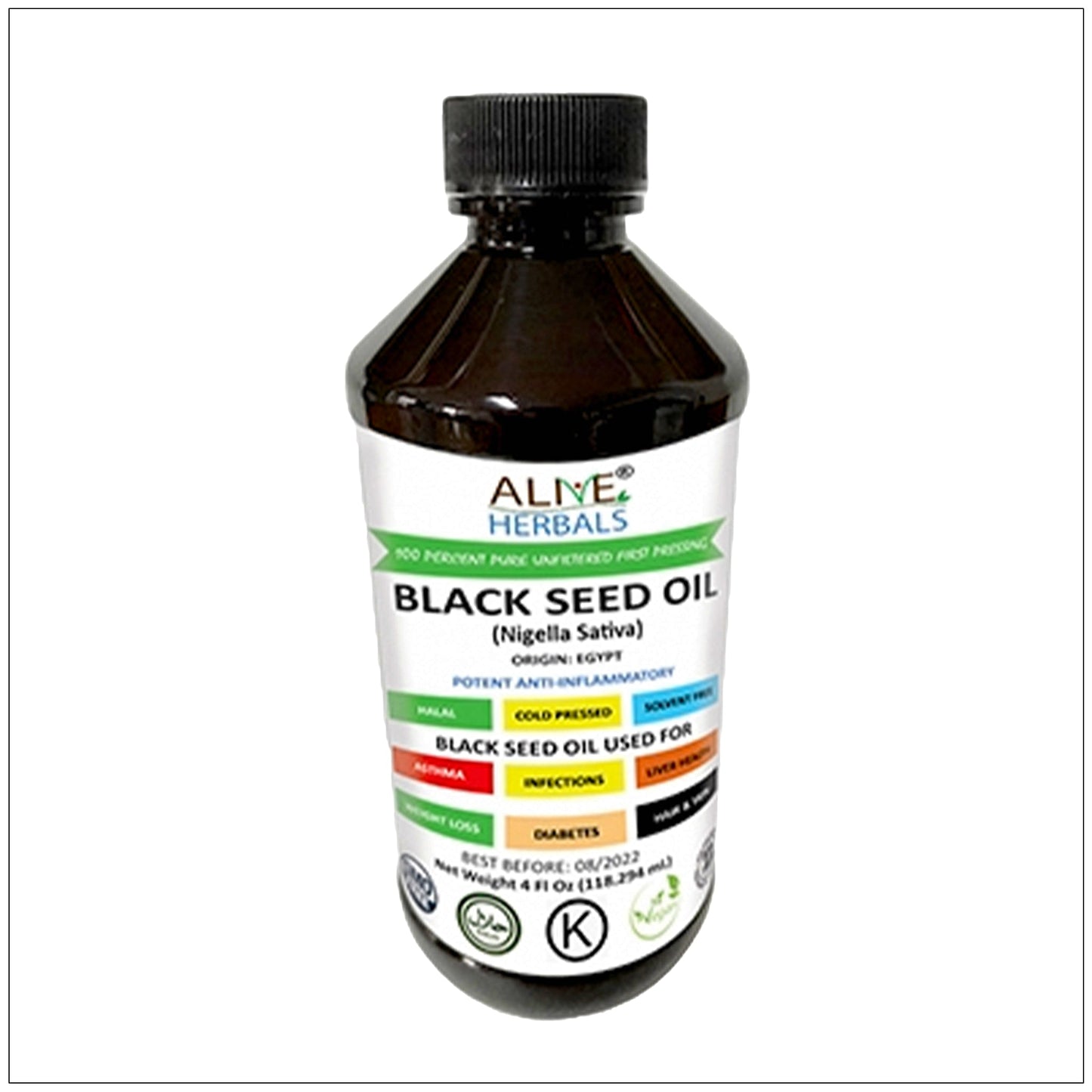 Amazing Herbs Black Seed Oil - 4 Oz (Amber Glass Bottle)