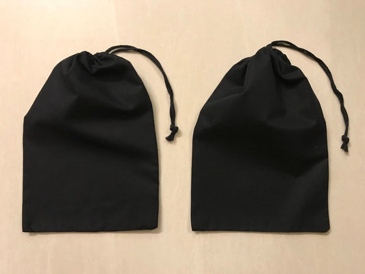 12x20 Inches Reusable Eco-Friendly Cotton Single Drawstring Bags Black Color