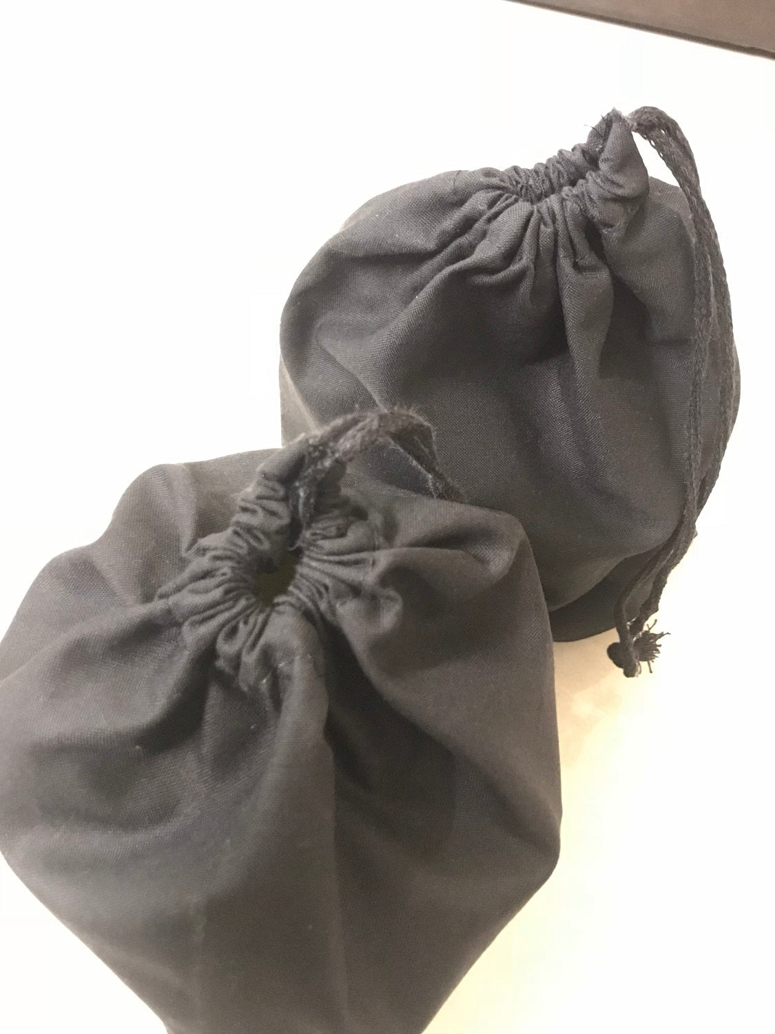 12x20 Inches Reusable Eco-Friendly Cotton Single Drawstring Bags Black Color