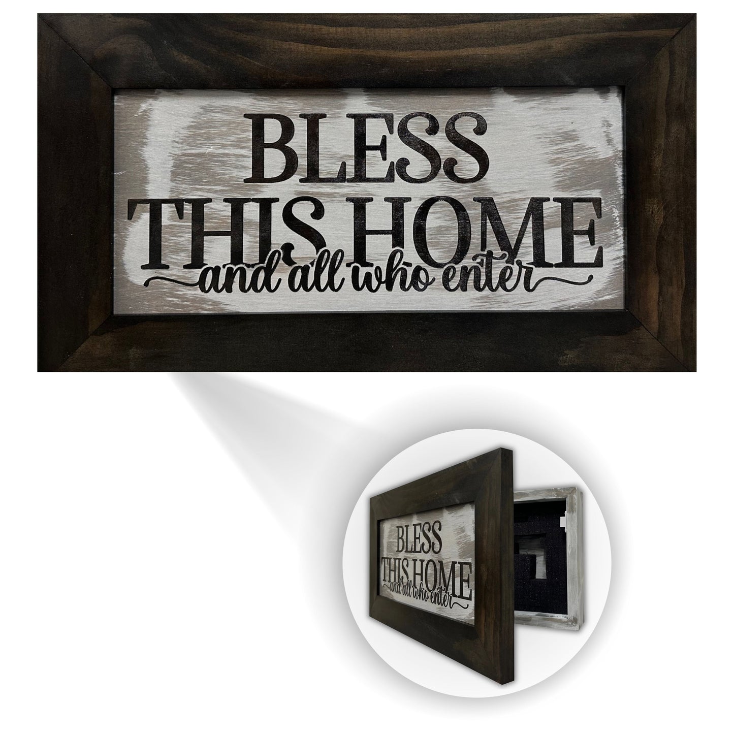 Bless This Home And All Who Enter Decorative Wall-Mounted Secure Gun Cabinet