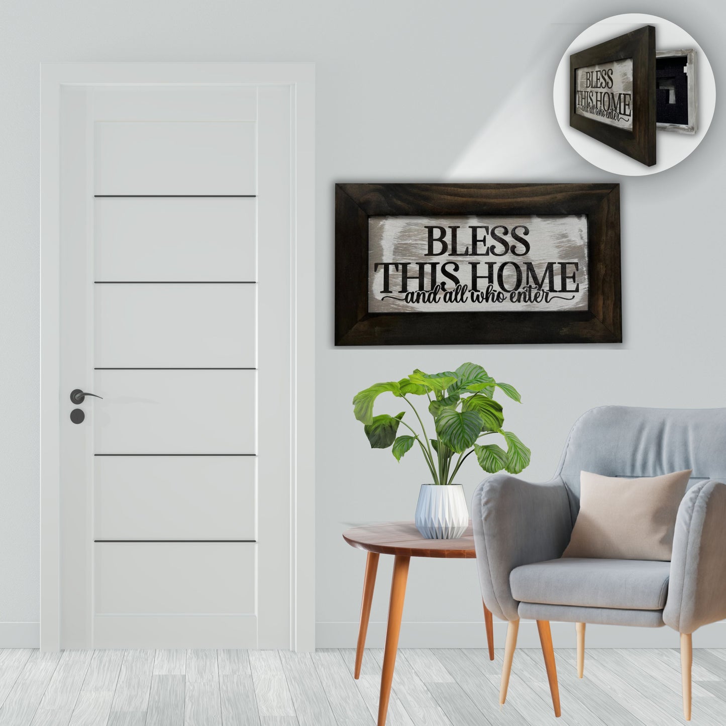 Bless This Home And All Who Enter Decorative Wall-Mounted Secure Gun Cabinet