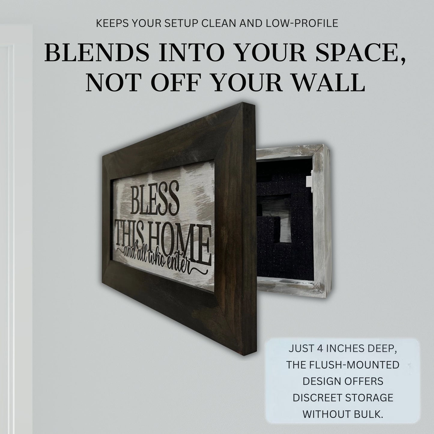 Bless This Home And All Who Enter Decorative Wall-Mounted Secure Gun Cabinet
