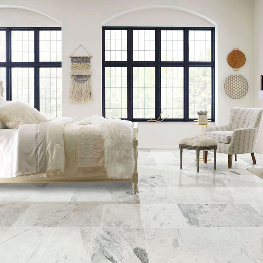 Blue Whisper Exotic Marble Polished Floor and Wall Tile - Large Format - Livfloors Collection