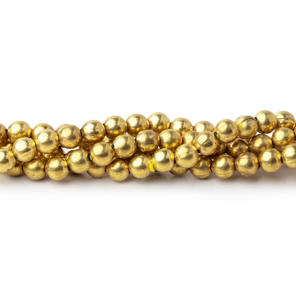Brass Plain Round Beads on an 8 inch Strand