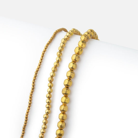 Brass Plain Round Beads on an 8 inch Strand