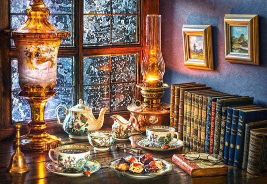 1000 Piece Jigsaw Puzzle, Afternoon Tea, Classic interior, old fashioned furniture, oil lamp, beautiful vase, Adult Puzzle, Castorland C - 104116 - 2 - Bridge Toys - Premium Jigsaw Puzzles - Little Red General Store