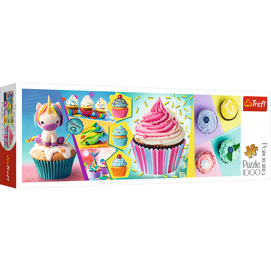 Panorama 1000 Piece Jigsaw Puzzles, Colorful Cupcakes, Puzzle of Sweets and Unicorn Cupcake, Adult Puzzles, Trefl 29045 - Bridge Toys - Premium Jigsaw Puzzles - Little Red General Store