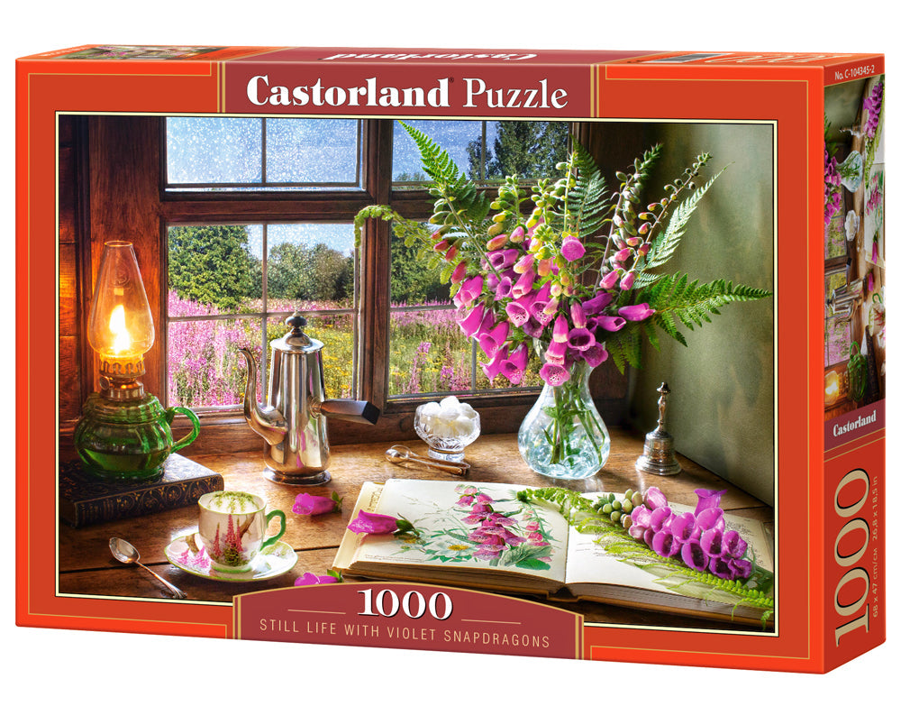 1000 Piece Jigsaw Puzzle, Still Life with Violet Snapdragons, Classic interior, Window view, Garden puzzle, Adult Puzzle, Castorland C - 104345 - 2 - Bridge Toys - Premium Jigsaw Puzzles - Little Red General Store
