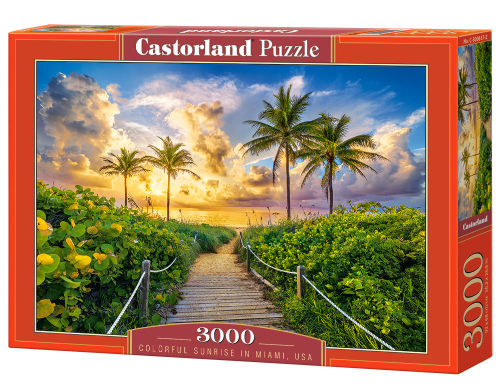 3000 Piece Jigsaw Puzzles, Colorful Sunrise in Miami, USA, Adult Puzzles, Castorland C - 300617 - 2 - Bridge Toys - Premium Jigsaw Puzzles - Little Red General Store