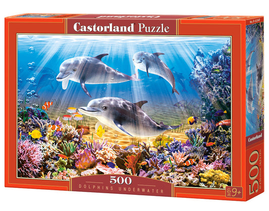 500 Piece Jigsaw Puzzle, Dolphins Underwater, Ocean life, Sea puzzles, Adult Puzzle, Castorland B - 52547 - Bridge Toys - Premium Jigsaw Puzzles - Little Red General Store