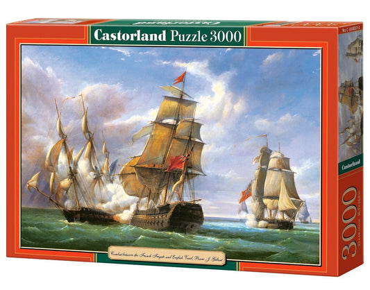 3000 Piece Jigsaw Puzzle, "Combat between the French and the English Vessels", Naval battle, Historical puzzles, Canon battle, Adult Puzzle, Castorland C - 300037 - 2 - Bridge Toys - Premium Jigsaw Puzzles - Little Red General Store