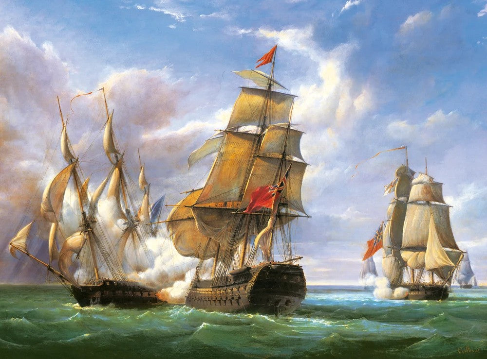 3000 Piece Jigsaw Puzzle, "Combat between the French and the English Vessels", Naval battle, Historical puzzles, Canon battle, Adult Puzzle, Castorland C - 300037 - 2 - Bridge Toys - Premium Jigsaw Puzzles - Little Red General Store