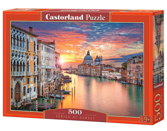 500 Piece Jigsaw Puzzle, Venice at Sunset, Italy, European puzzle, Italy puzzle, Adult Puzzles, Castorland B - 52479 - Bridge Toys - Premium Jigsaw Puzzles - Little Red General Store