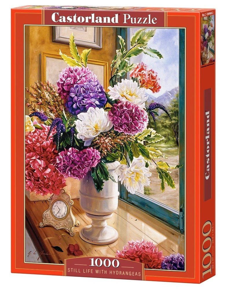 1000 Piece Jigsaw Puzzle, Still Life with Hydrangeas, Flower puzzles, colorful plants, Classic picture, Adult Puzzle, Castorland C - 104444 - 2 - Bridge Toys - Premium Jigsaw Puzzles - Little Red General Store