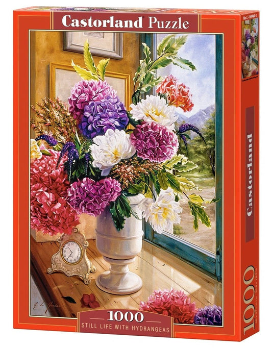 1000 Piece Jigsaw Puzzle, Still Life with Hydrangeas, Flower puzzles, colorful plants, Classic picture, Adult Puzzle, Castorland C - 104444 - 2 - Bridge Toys - Premium Jigsaw Puzzles - Little Red General Store